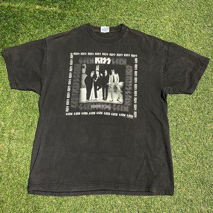 2001 Kiss Dressed to Kill Black Band Tee Size XL USED v16324