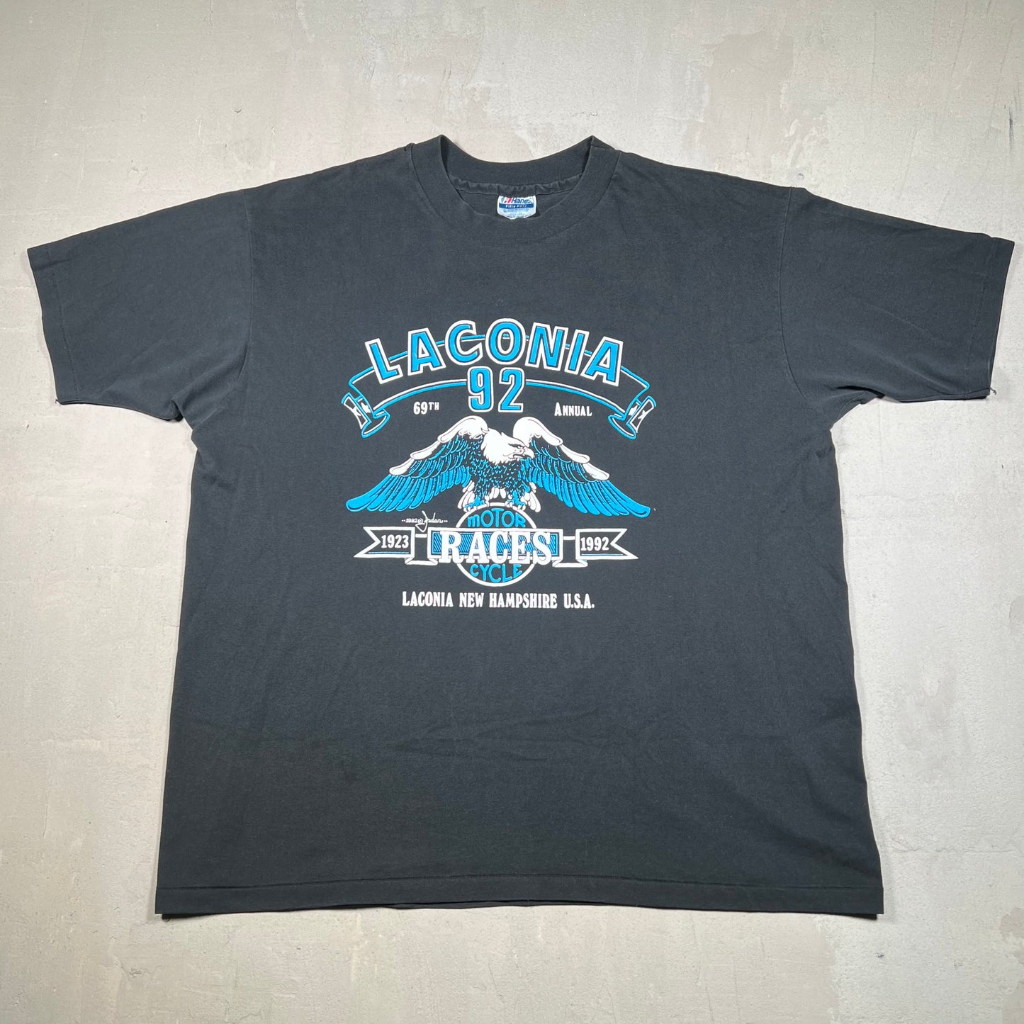 1992 Laconia Motorcycle Rally Black Tee Size XXL USED v18949
