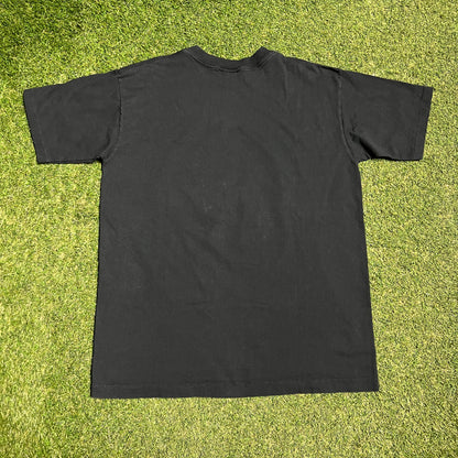 1996 Chicago Bulls 4 Time Champs Logo 7 Tag Black Tee Size XL USED v16280