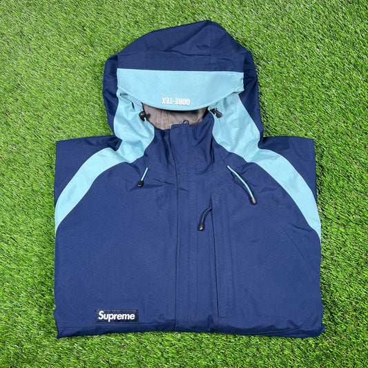 Supreme Nylon Gore Tex Paclite Blue Light Jacket Size Small USED x14599