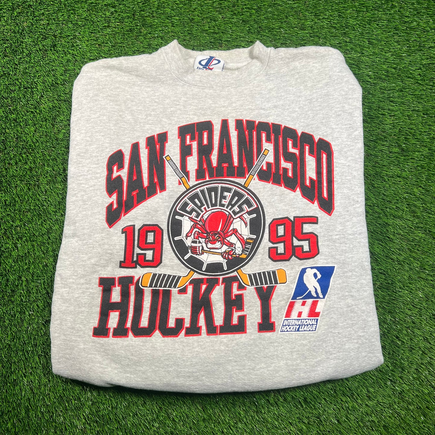 1995 San Francisco Spiders NHL Hockey Grey Crewneck Size XL USED v18259
