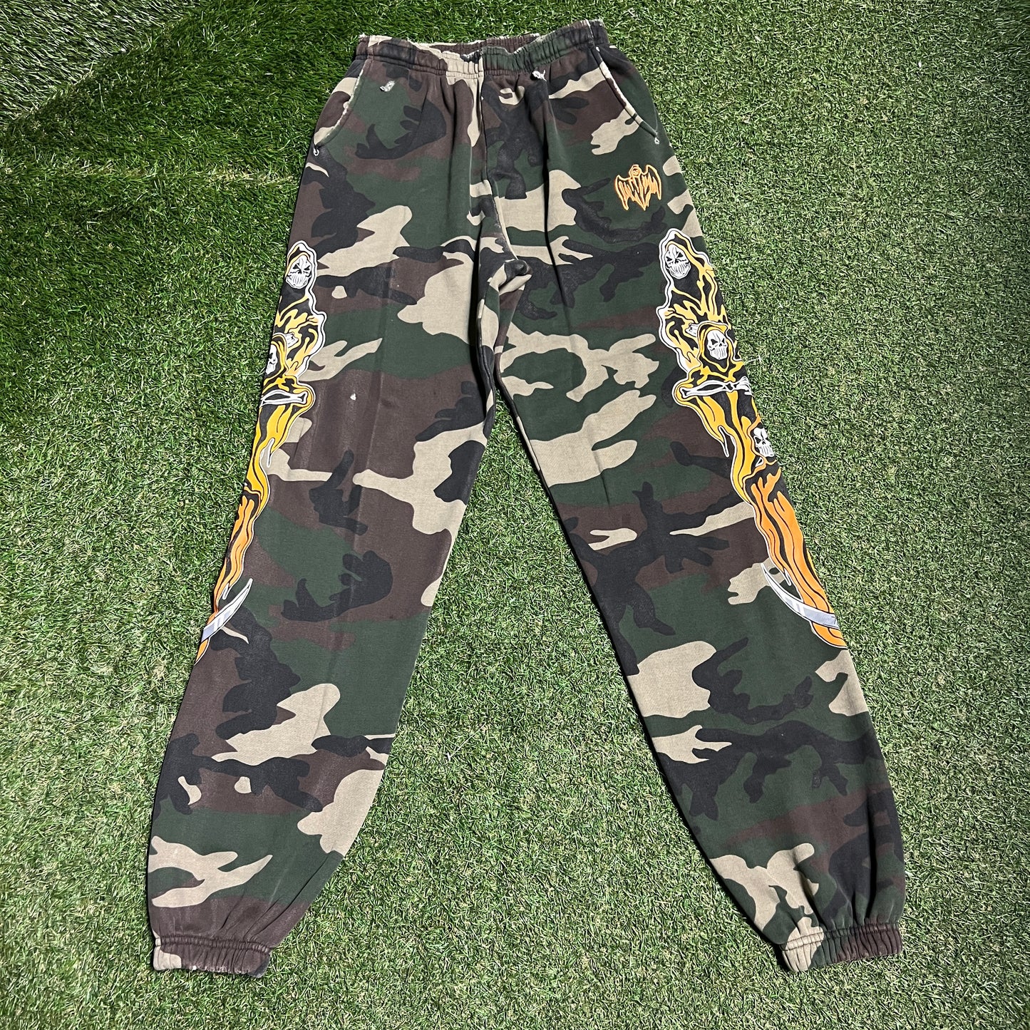 Warren Lotas Orange Reaper Camo Sweatpants Size Small USED x14151