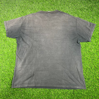 1990s Motorcycle The South Is Where Its At Black Tee Size Large USED v16792
