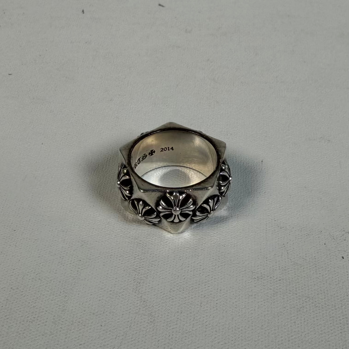 Chrome Hearts Pentagon Plus Cross Sterling Silver Ring Size 8 USED x18500