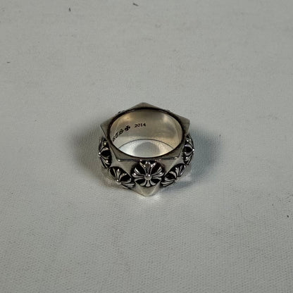 Chrome Hearts Pentagon Plus Cross Sterling Silver Ring Size 8 USED x18500