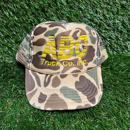 ABC Truck Co Inc Yellow Logo Camo Hat Size One Size USED v16342