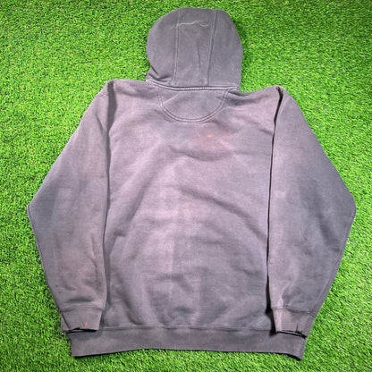Y2K Carhartt Washed Black Half Zip Hoodie Size XL USED v18375