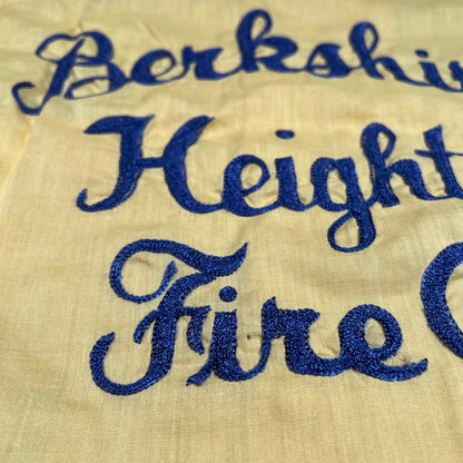 1960s Chain Stitch "Berkshire Heights Fire Co." Yellow Bowling Shirt Size Medium USED v16525