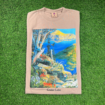 Nike ACG Brown Crater Lake Vibrant Nature Print Tee Size Small USED x16483