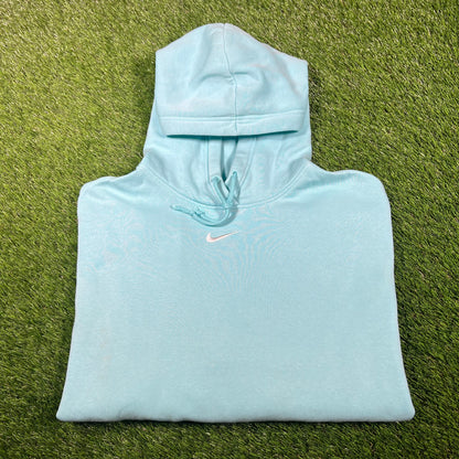 Nike Small Neck Check Light Blue Hoodie Size Medium USED v16985