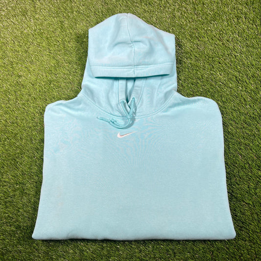 Nike Small Neck Check Light Blue Hoodie Size Medium USED v16985