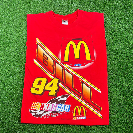 1997 Bill Elliott McDonalds Red Racing Nascar Tee Size XL USED v17927