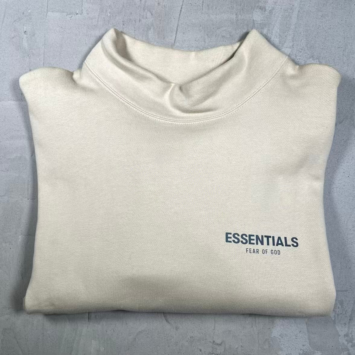 Fear of God FOG Essentials Tan Mock Neck Crewneck Size Medium USED x18616