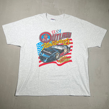 1990's Outlaw Nationals Grey Tee Size XL USED v14657