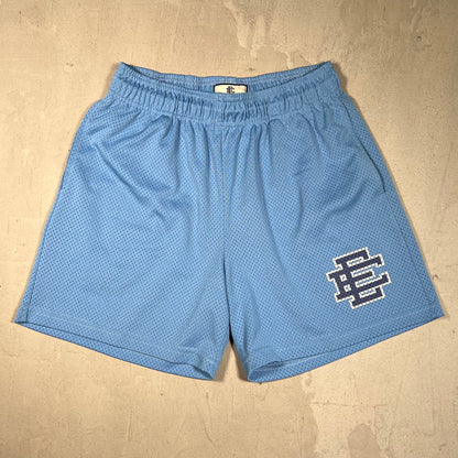 Eric Emanuel Blue Short/Navy Logo Basic Mesh Shorts Size Medium USED x17553