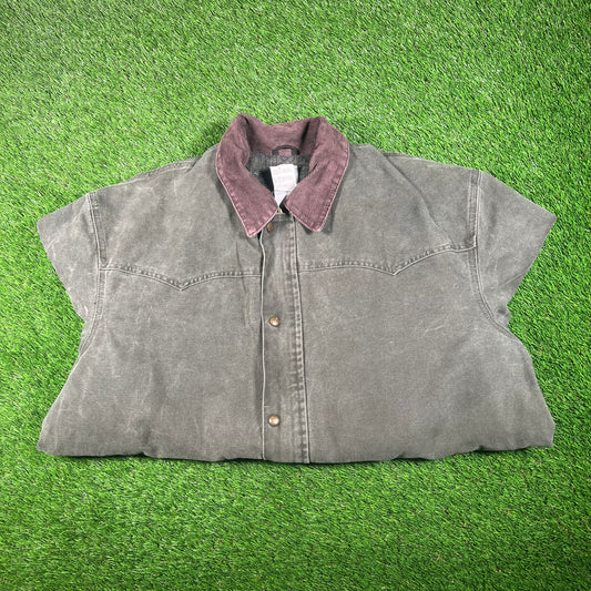1990s Carhartt Olive Green Field Coat Size XXL USED v17658
