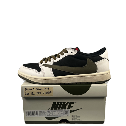 Jordan 1 Low Travis Scott Olive Size 8m/9.5w USED s13819