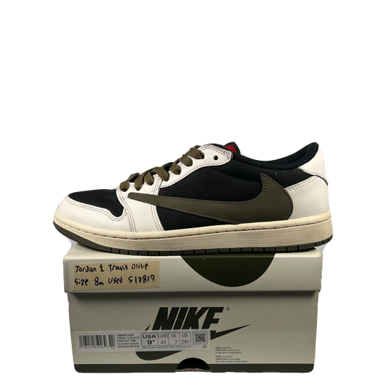 Jordan 1 Low Travis Scott Olive Size 8m/9.5w USED s13819