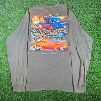 2000 Boardwalk Classic Car Show Olive Longsleeve Size XL USED v17001