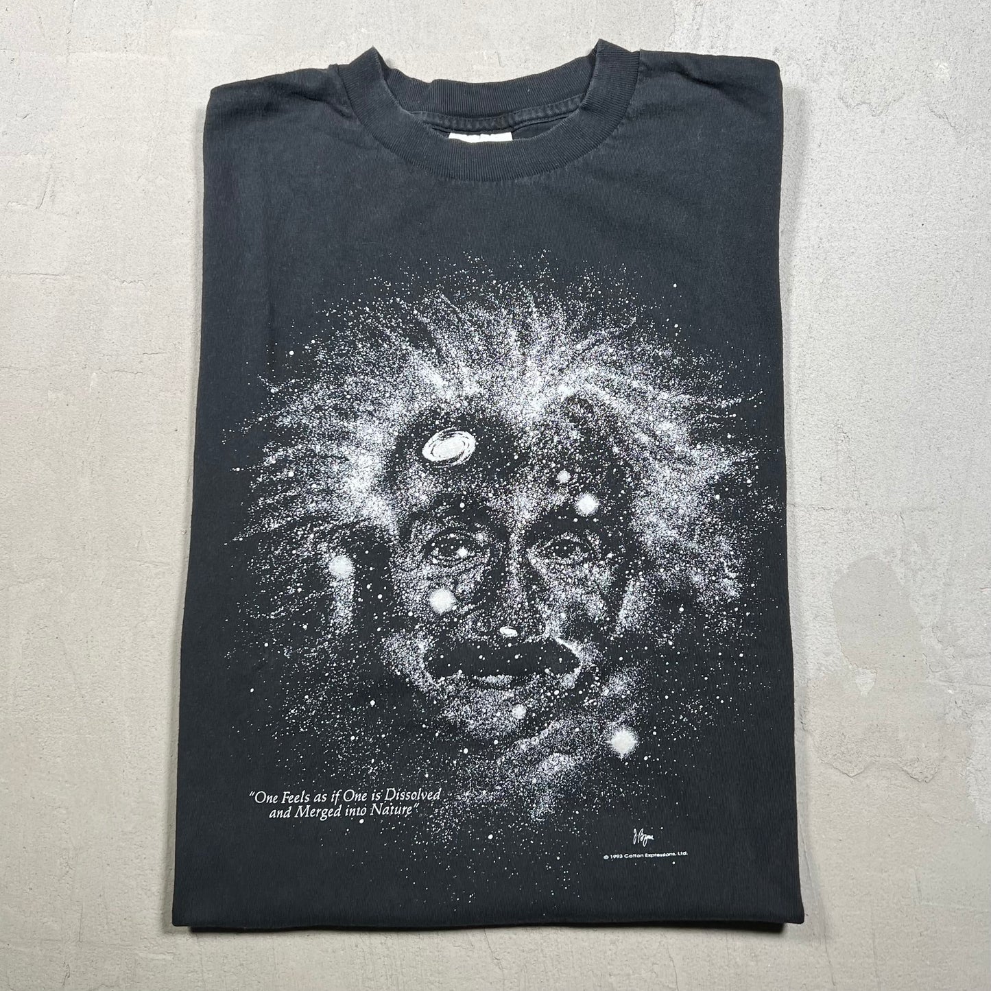 1993 Albert Einstein Starry Night Glow in Dark Black Tee Size Medium USED v19265