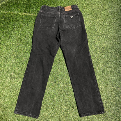 1990s Guess Classic Fit Black Jeans Size 32 USED v16329