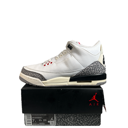 Jordan 3 White Cement Reimagined (2022) Size 7Y USED s22825