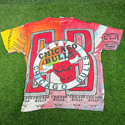 1990s Chicago Bulls Magic Johnson AOP Tee Size XL USED v16736