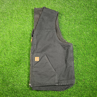 Y2K Carhartt Black Fleece Lined Workwear Vest Size XL USED v17484
