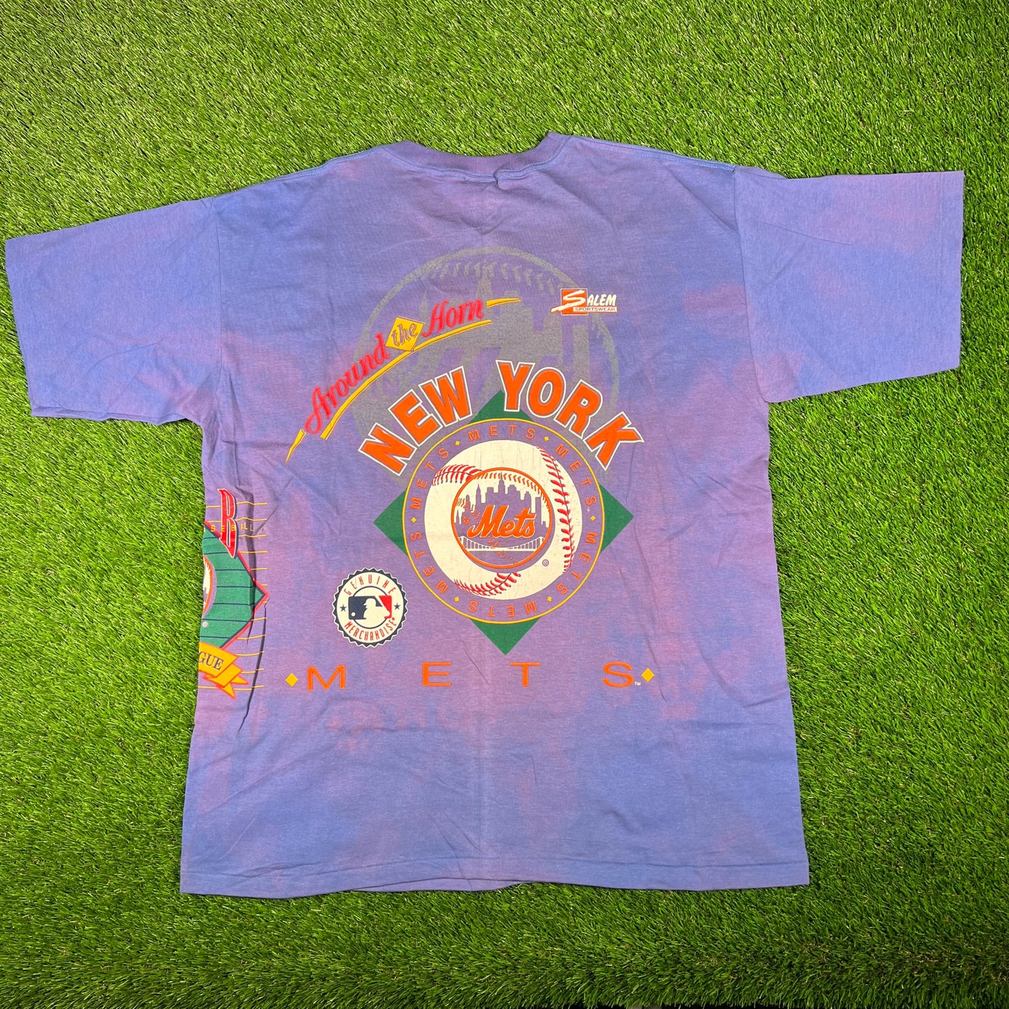 1992 Mets Around The Home Purple Tie Die Salam Tag Tee Size XXL NEW v4241