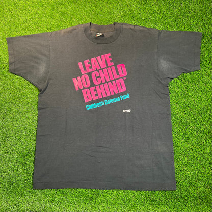 1992 Leave No Child Behind Black Tee Size XL USED v18866