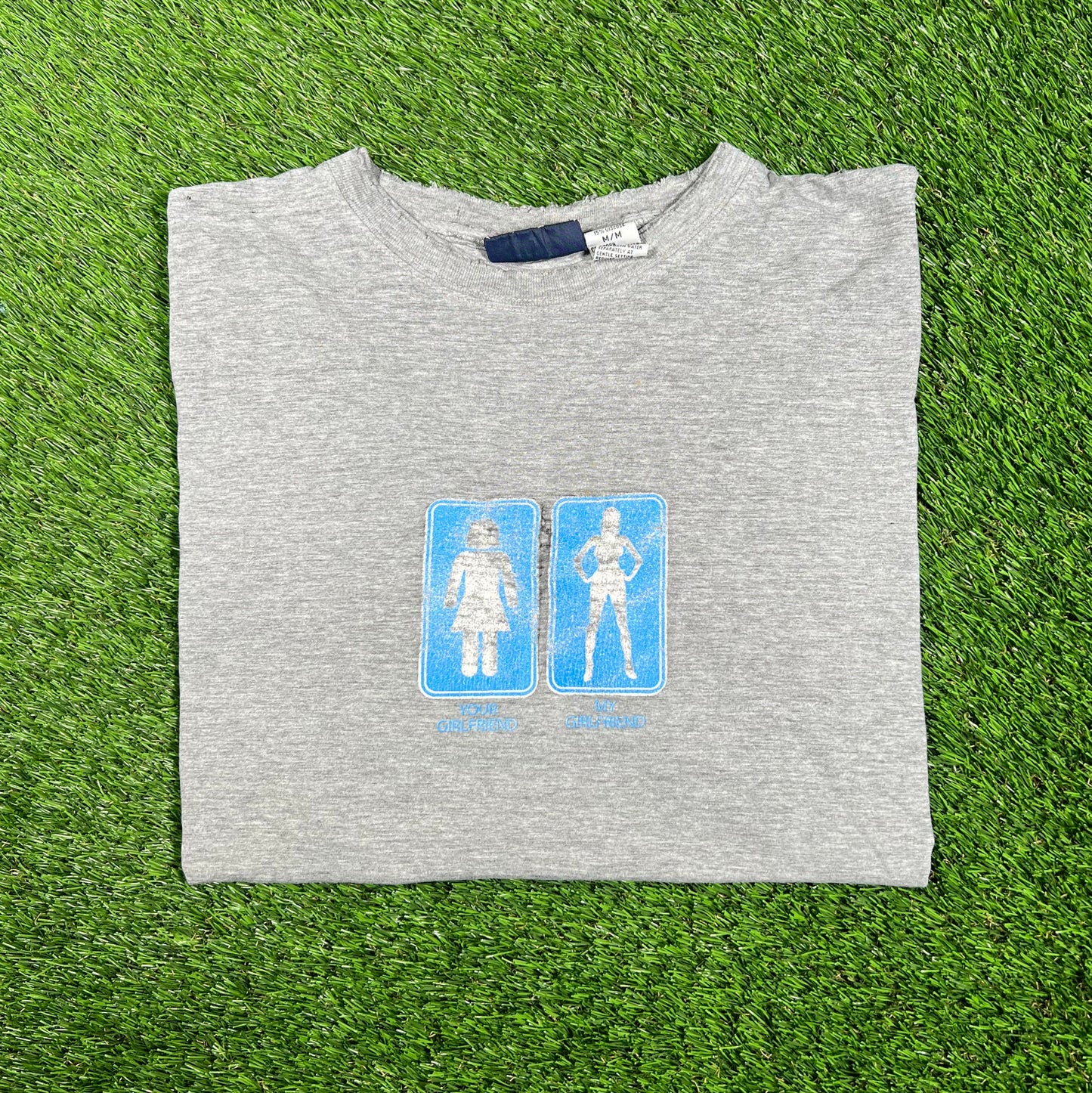 Y2K Taint Your Girl My Girl Grey Tee Size Medium USED v17350