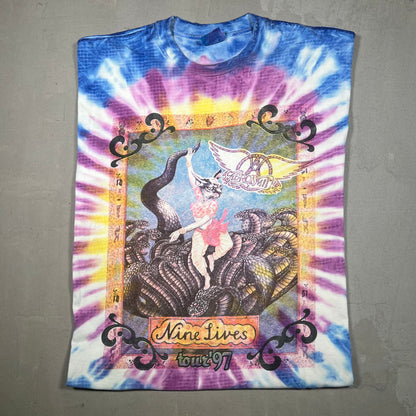 1997 Aerosmith "Nine Lives" Tie Dye Tour Tee Size XL USED v19290