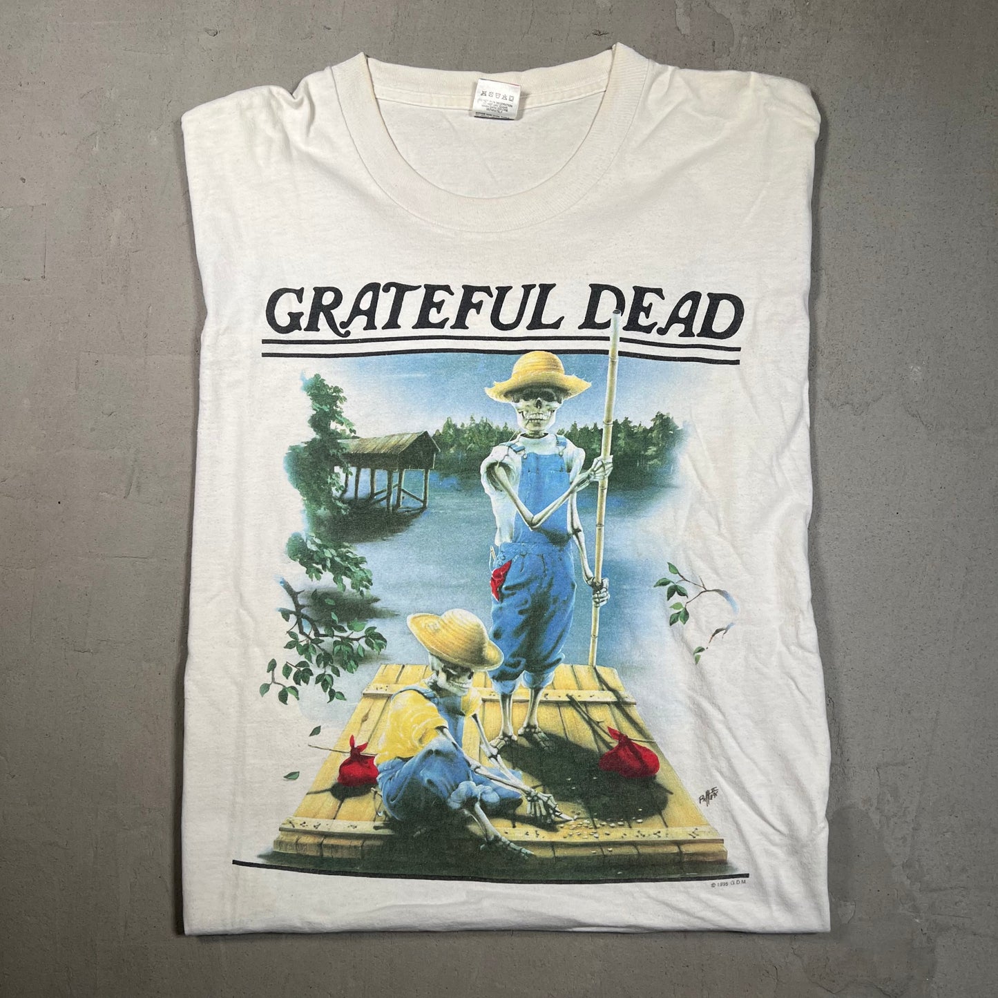 1995 Grateful Dead Garden on River Spring Tour White Tee Size XL USED v4984