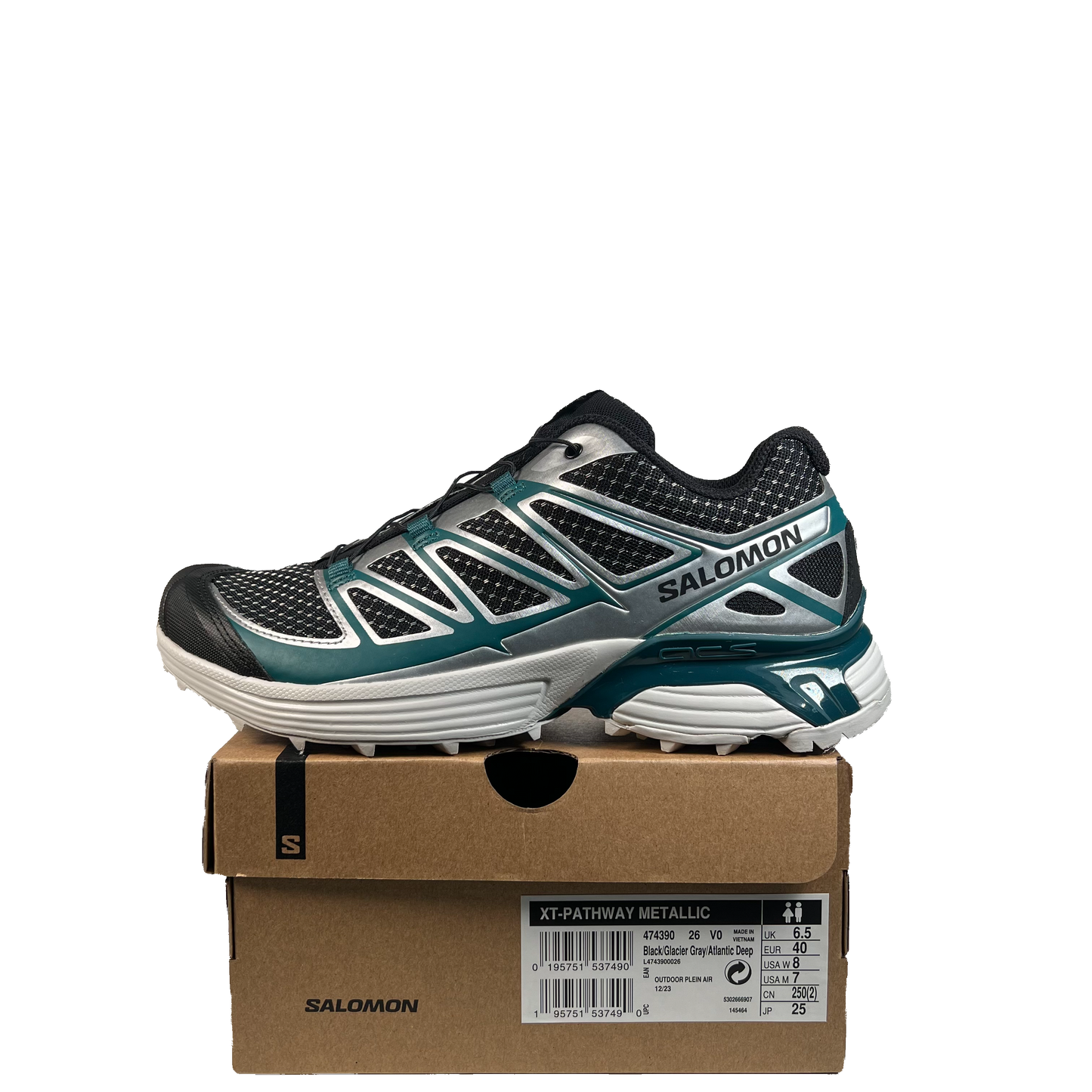 Salomon XT-Pathway Metallic White Teal (2023) Size 7 USED s21533