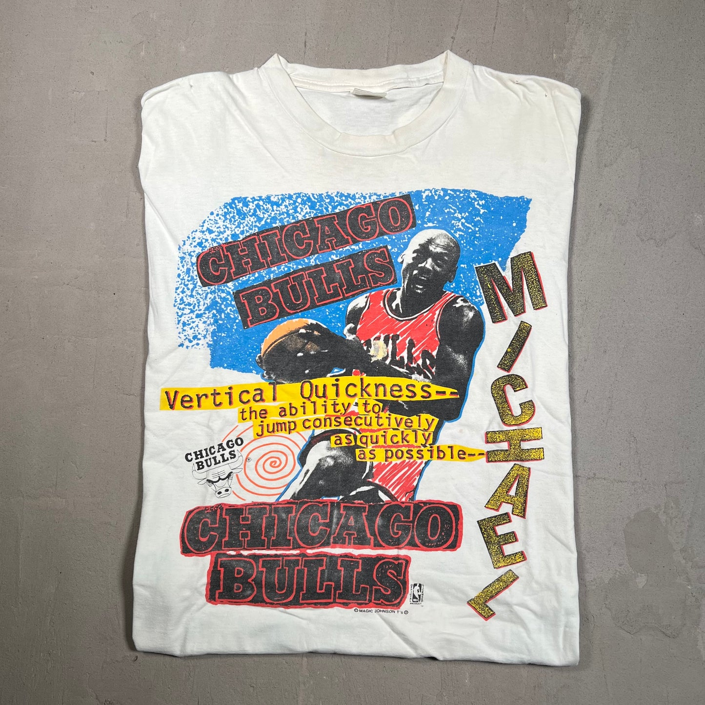 Chicago Bulls Michael Jordan Vertical Quickness Magic Tag White USED Size Large USED v6250