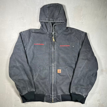 Y2K Carhartt Washed Black Active Hooded Jacket Size XL USED v20265