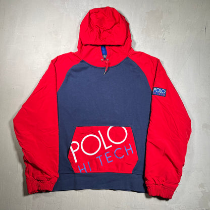 Polo Ralph Lauren Hi Tech Red/Navy Pull Over Hoodie Size XXL USED v18944