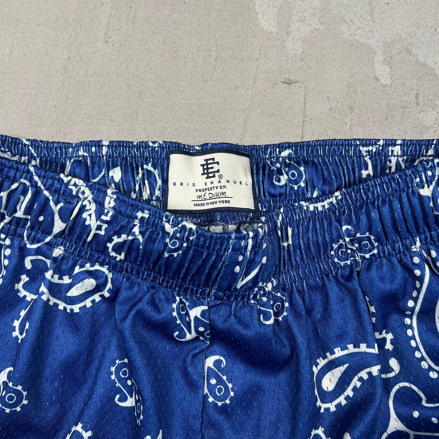 Eric Emanuel Blue Bandana Shorts Size Medium USED x17311