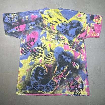 1990s AOP Lizard Tie Dye Tee Size Large USED v19194