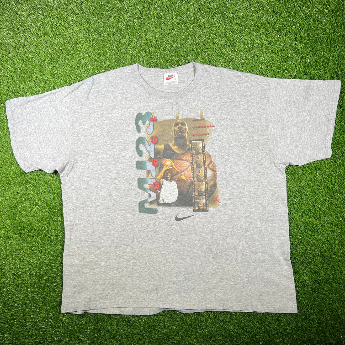 1996 Nike Jordan Film Reel Grey Tee Size XL USED v17279