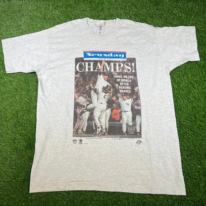 1996 Yankees Newsday Champs Grey Tee Size XL USED v16695