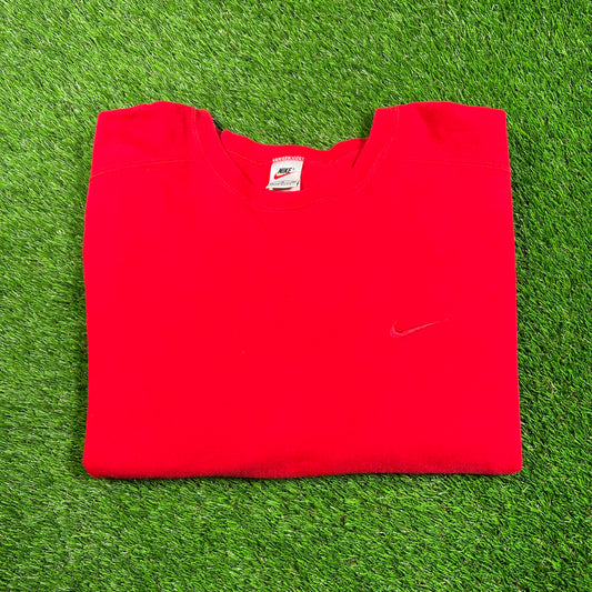 1990s Nike Red/Red Crewneck Size XL USED v18719