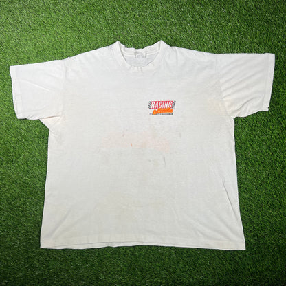 1990s Racing Collectibles White Logo Tee Size XXL USED v17344