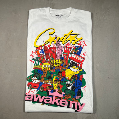 Awake NY x Corteiz "Awake Rules New York" White Tee (Park Jam Exclusive) Size XL USED x17500