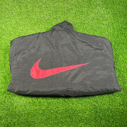 1990s Nike Black/Red Reversible Puffy Jacket Size Medium USED v18117