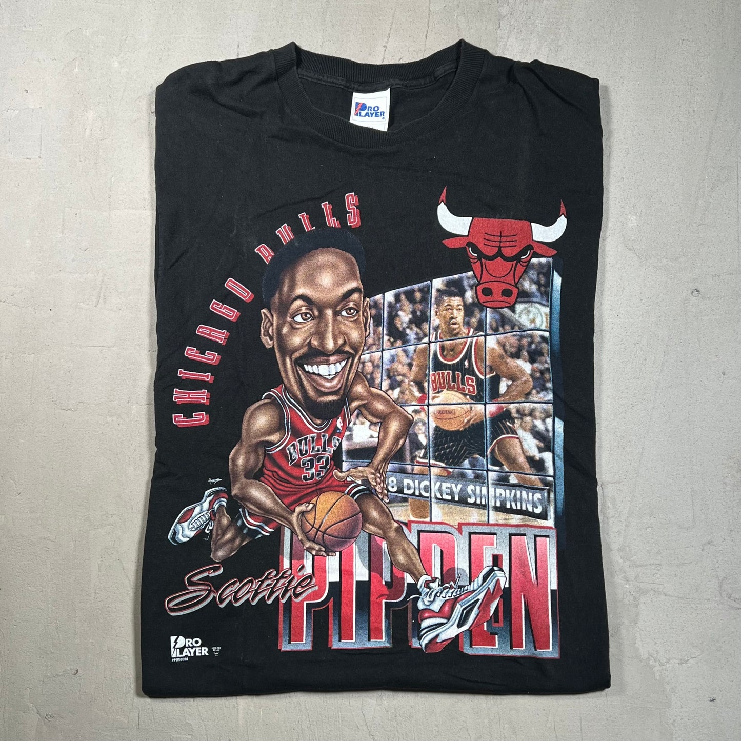 Scottie Pippen 1990s Caricature Pro Player Tee Size Large USED v5970