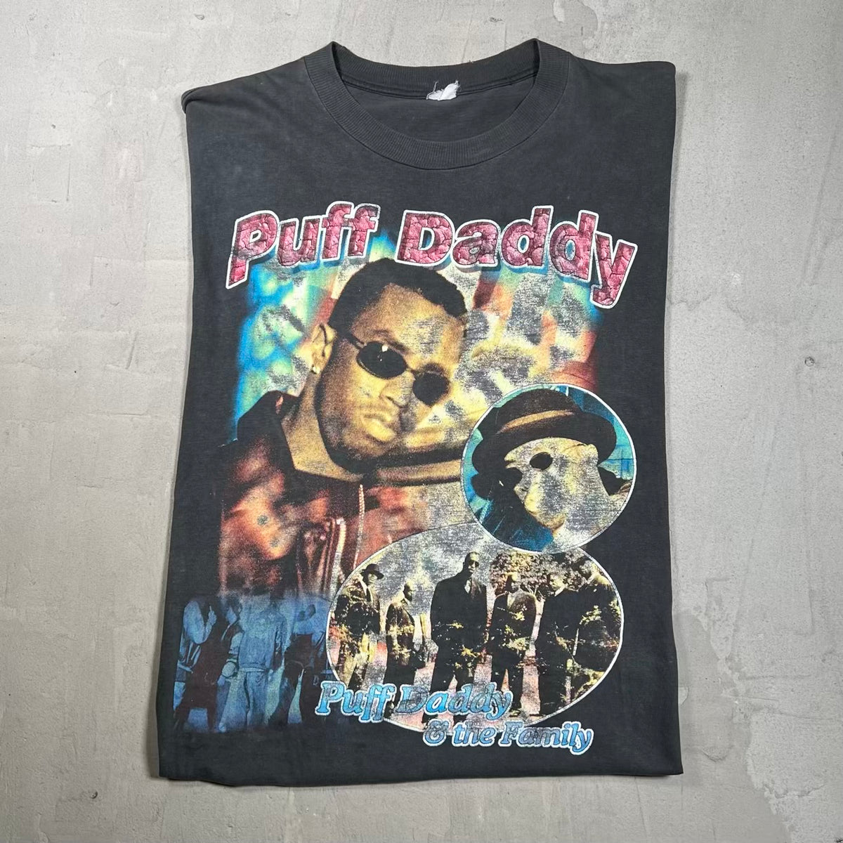 1990s Puff Daddy P Diddy Hold Me Down Rap Style Washed Black Tee Size XL USED v20121