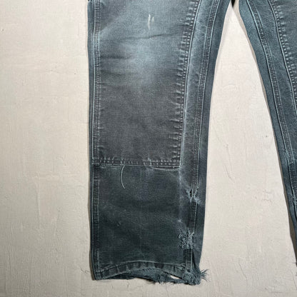 Y2K Carhartt Washed Black Thrashed Double Knees Size 34 USED v19550