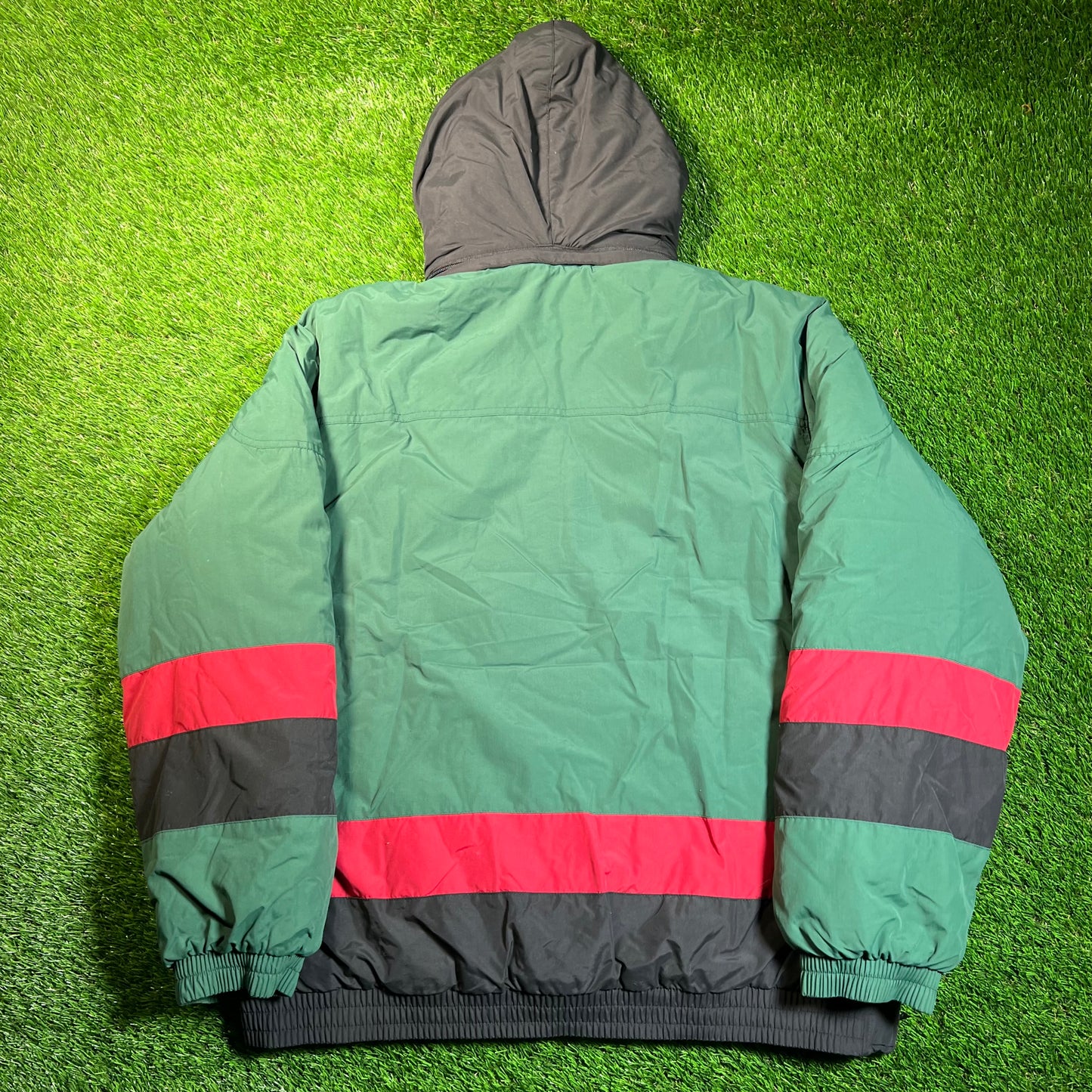 Supreme Puffy Hockey Pullover Green Hooded Jacket (2017) Size XL USED x16890