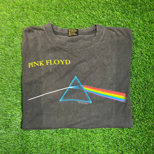 1992 Pink Floyd Dark Side of the Moon Black Tee Size XL USED v18856